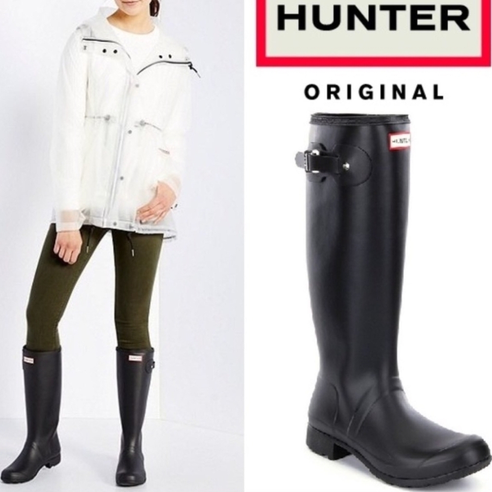 Hunter Women's Original Tall Rain Boots Black Size 8 - Picture 5 of 16